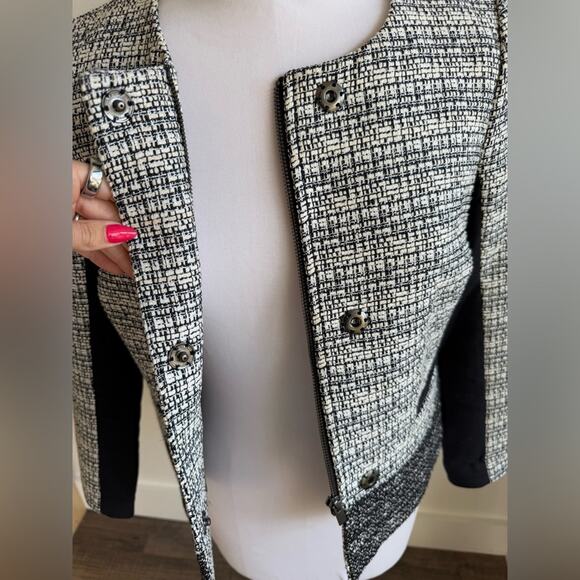 BANANA REPUBLIC TEXTURED BLACK PARISIAN JACKET TWEED SIZE 0 - Picture 6 of 8